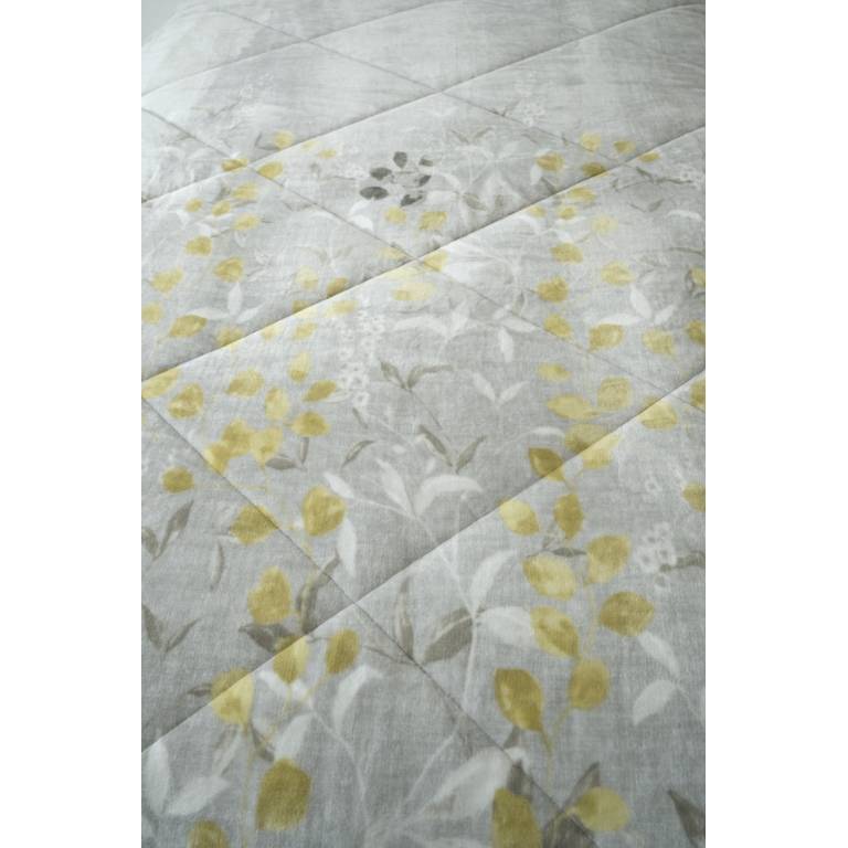 CONJUNTO EDREDÓN ESTAMPADO HOJAS CON BORREGUILLO (oro, Cama 180:280x270)