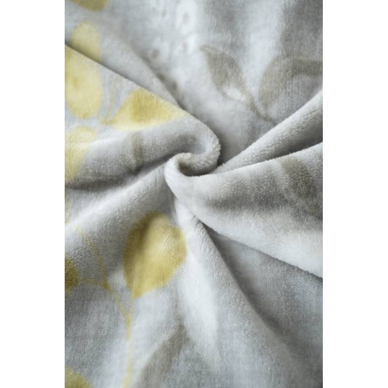 CONJUNTO EDREDÓN ESTAMPADO HOJAS CON BORREGUILLO (oro, Cama 180:280x270)