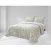 CONJUNTO EDREDÓN ESTAMPADO HOJAS CON BORREGUILLO (oro, Cama 180:280x270)