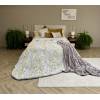 CONJUNTO EDREDÓN ESTAMPADO HOJAS CON BORREGUILLO (oro, Cama 180:280x270)