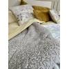 CONJUNTO EDREDÓN ESTAMPADO HOJAS CON BORREGUILLO (oro, Cama 180:280x270)