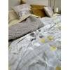 CONJUNTO EDREDÓN ESTAMPADO HOJAS CON BORREGUILLO (oro, Cama 180:280x270)