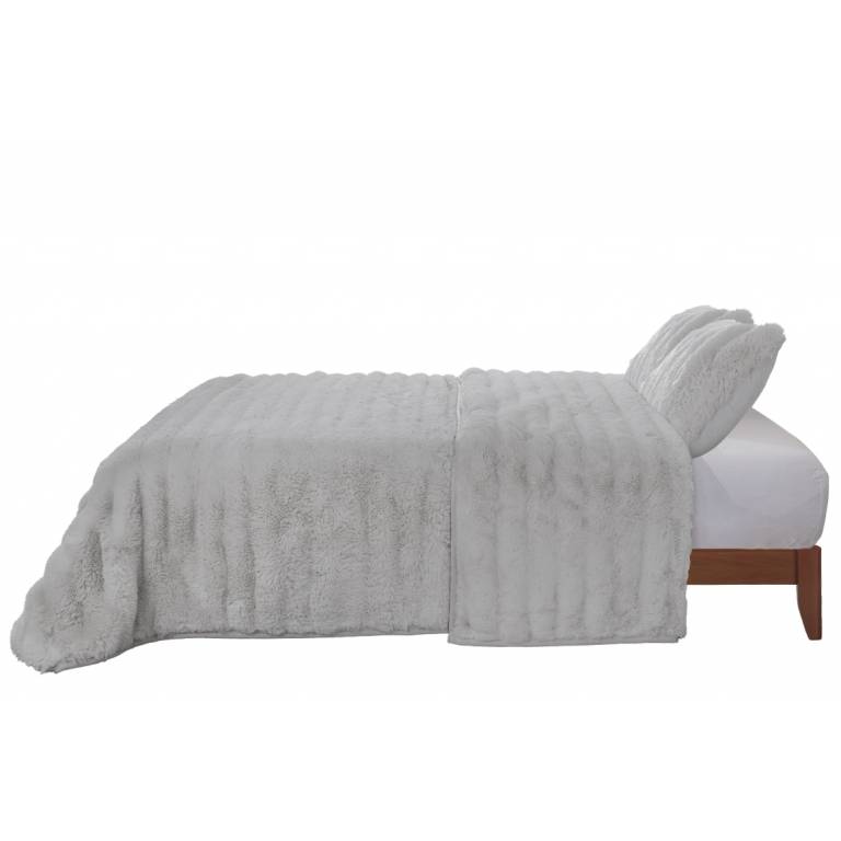 COLCHA PIEL SINTÉTICA SUPER SUAVE gris