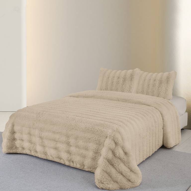 COLCHA PIEL SINTÉTICA SUPER SUAVE (beige, Cama 150:250x270)