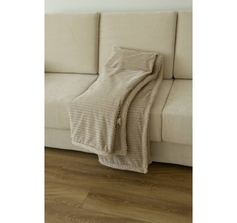 MANTA SOFA DE RAYAS CON BORREGUILLO