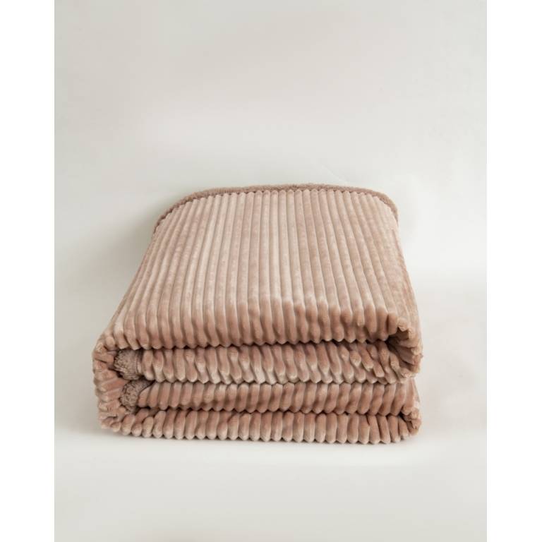 MANTA SOFA DE RAYAS CON BORREGUILLO (rosa, 140x200)