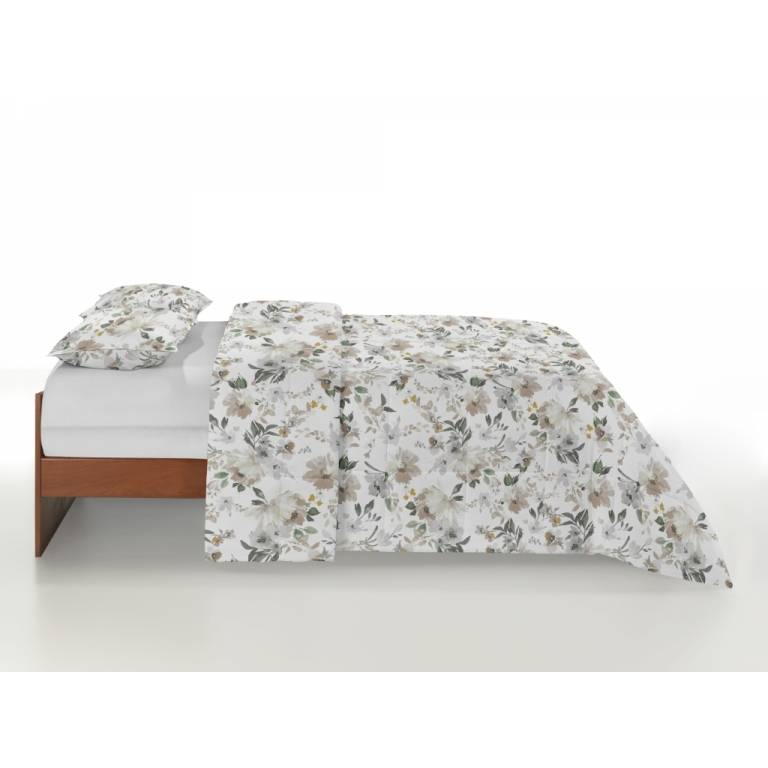 CONJUNTO EDREDON ESTAMPADO FLORAL (beige, Cama 135:235x270)