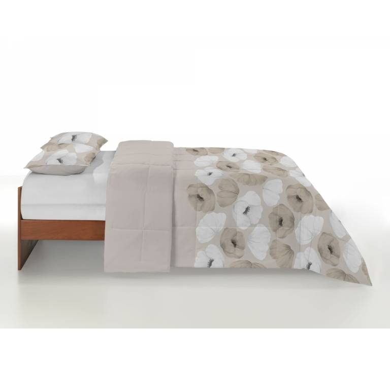 CONJUNTO EDREDON ESTAMPADO AMAPOLAS