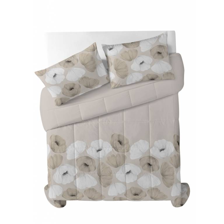 CONJUNTO EDREDON ESTAMPADO AMAPOLAS (beige, Cama 180:280x270)