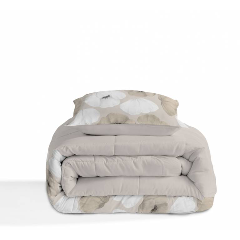CONJUNTO EDREDON ESTAMPADO AMAPOLAS (beige, Cama 180:280x270)
