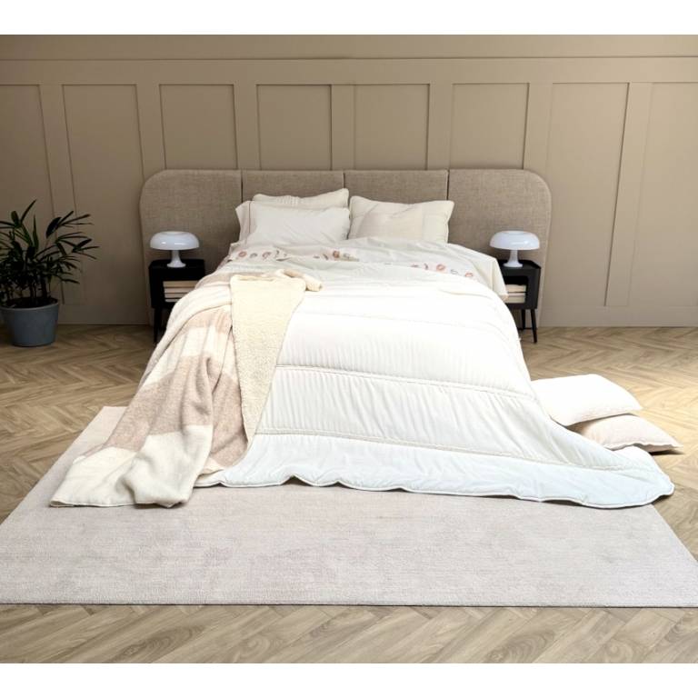 CONJUNTO EDREDÓN PLISADO Y FUNDAS DE COJÍN (natural, Cama 135:235x270)