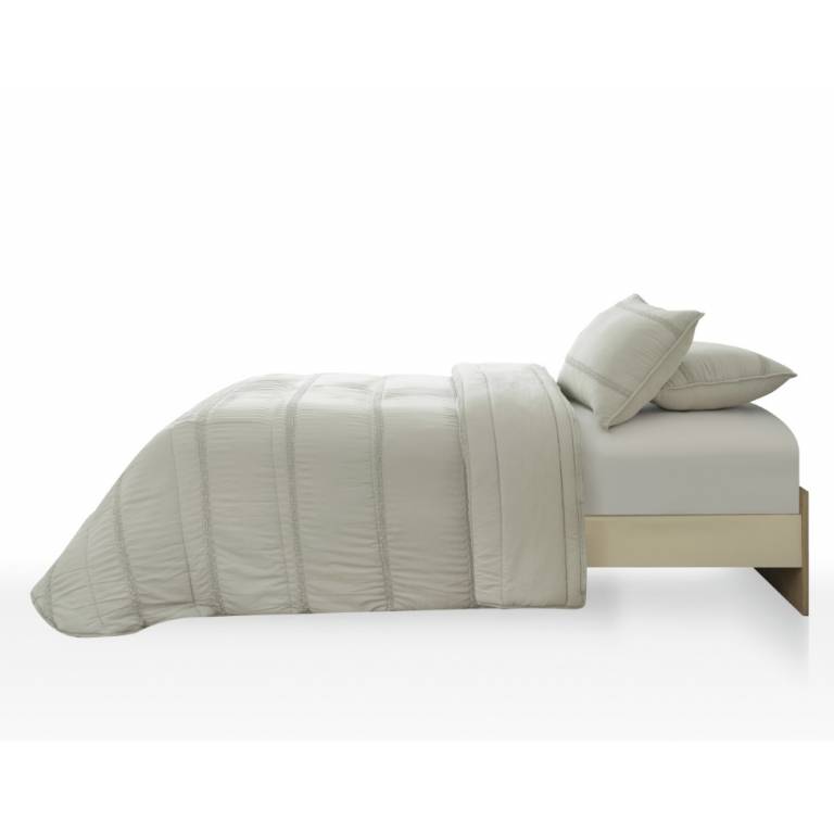 CONJUNTO EDREDÓN PLISADO Y FUNDAS DE COJÍN (gris, Cama 135:235x270)