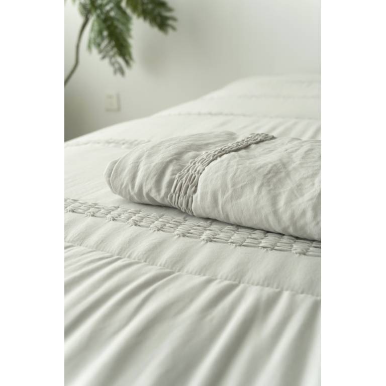 CONJUNTO EDREDÓN PLISADO Y FUNDAS DE COJÍN (gris, Cama 135:235x270)