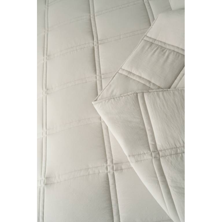 CONJUNTO EDREDÓN BORDADO GEOMÉTRICO Y FUNDAS DE COJÍN (beige, Cama 135:235x270)