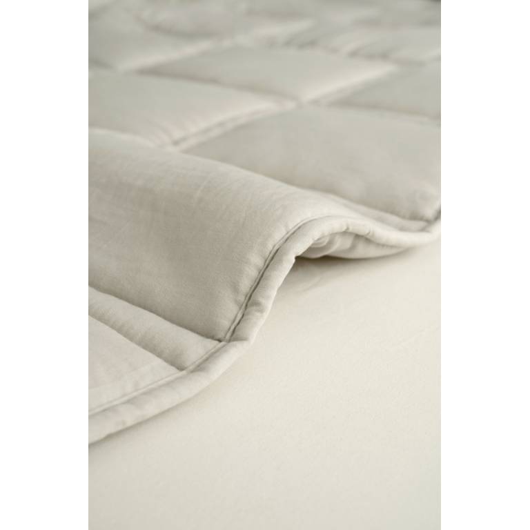 CONJUNTO EDREDÓN BORDADO GEOMÉTRICO Y FUNDAS DE COJÍN (beige, Cama 135:235x270)