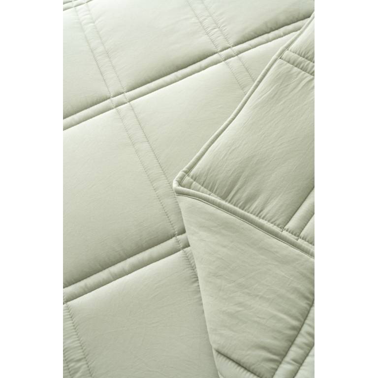 CONJUNTO EDREDÓN BORDADO GEOMÉTRICO Y FUNDAS DE COJÍN (verde, Cama 180:280x270)