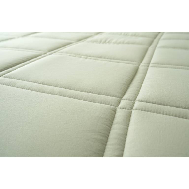 CONJUNTO EDREDÓN BORDADO GEOMÉTRICO Y FUNDAS DE COJÍN (verde, Cama 180:280x270)