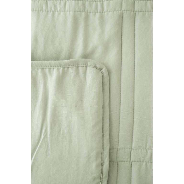 CONJUNTO EDREDÓN BORDADO GEOMÉTRICO Y FUNDAS DE COJÍN (verde, Cama 180:280x270)