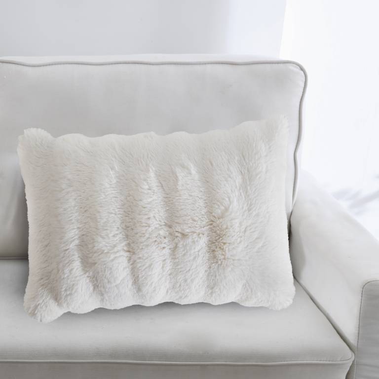 FUNDA DE COJÍN PIEL SINTÉTICA SUPER SUAVE (blanco, 40x60)
