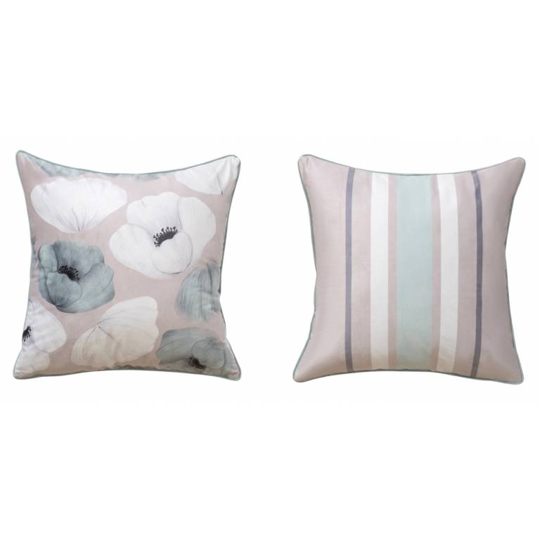 FUNDA DE COJÍN DE VELVET ESTAMPADO AMAPOLAS (30x50, AGUA)