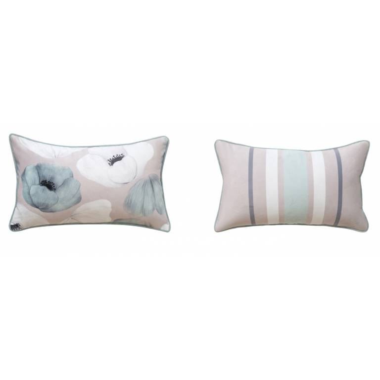 FUNDA DE COJÍN DE VELVET ESTAMPADO AMAPOLAS (50x50, AGUA)