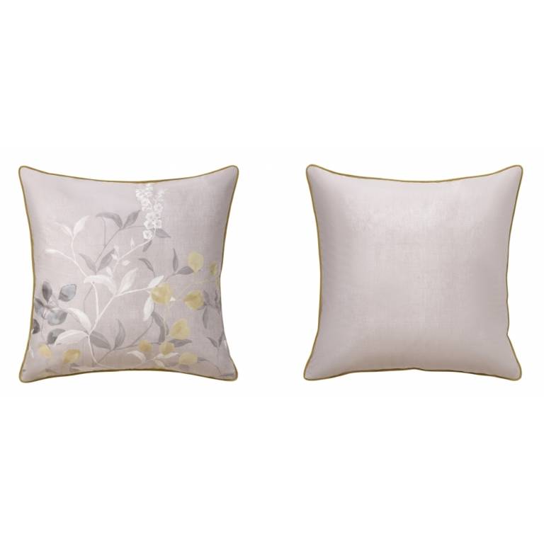 FUNDA DE COJÍN DE VELVET ESTAMPADO RAMAS (oro, 50x50)