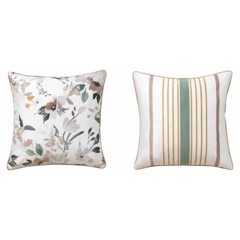 FUNDA DE COJÍN DE VELVET ESTAMPADO FLORES (beige, 50x50)