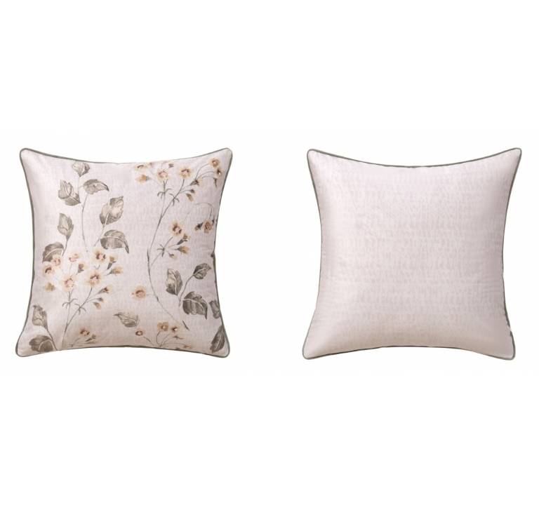 FUNDA DE COJÍN DE VELVET ESTAMPADO RAMAS Y FLORECITAS