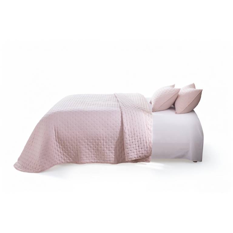CONJUNTO COLCHA TACTO SUAVE Y FUNDAS DE COJÍN rosa