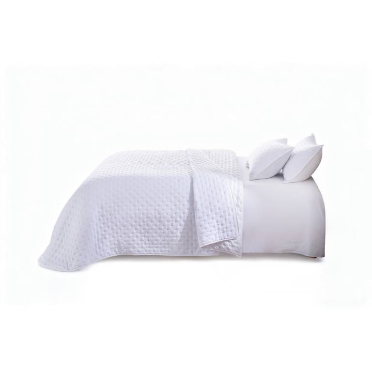 CONJUNTO COLCHA TACTO SUAVE Y FUNDAS DE COJÍN (blanco, Cama 150:250x270)