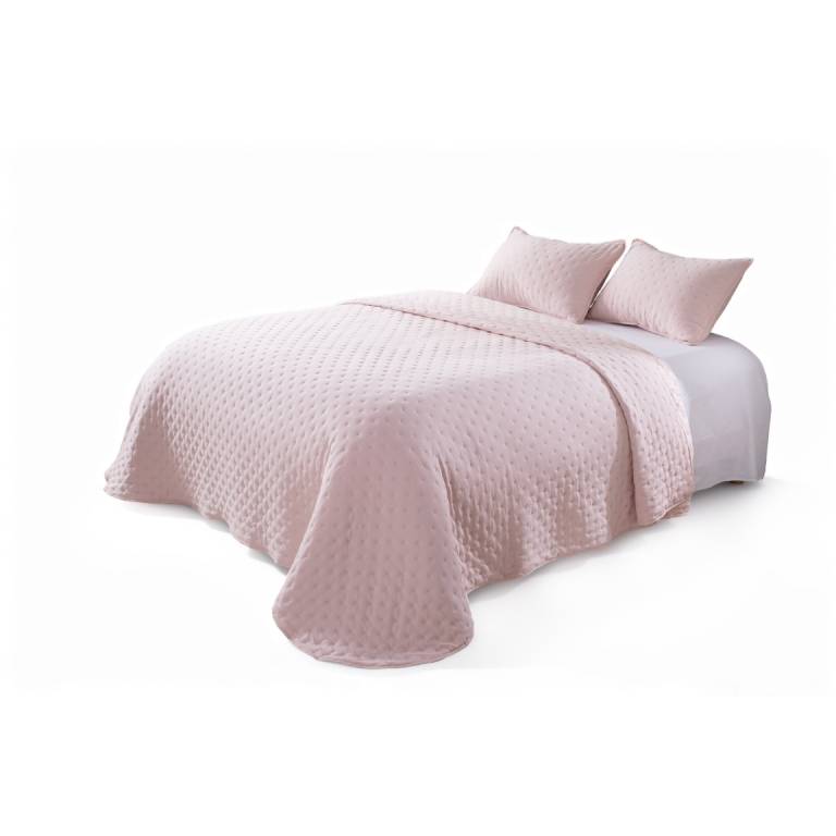 CONJUNTO COLCHA TACTO SUAVE Y FUNDAS DE COJÍN (rosa, Cama 180:280x270)