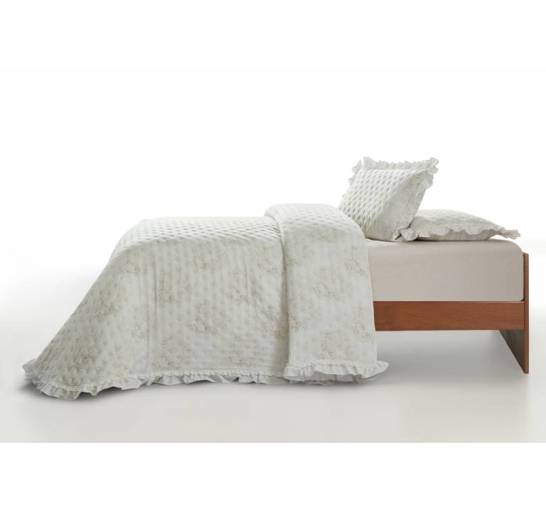CONJUNTO COLCHA ESTAMPADO TOILE DE JOUY CON VOLANTE