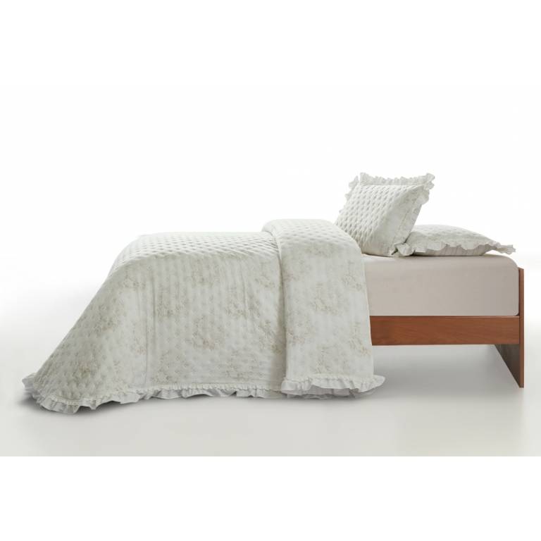CONJUNTO COLCHA ESTAMPADO TOILE DE JOUY CON VOLANTE (beige, Cama 135:235x270)