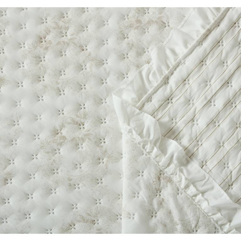 CONJUNTO COLCHA ESTAMPADO TOILE DE JOUY CON VOLANTE (beige, Cama 135:235x270)