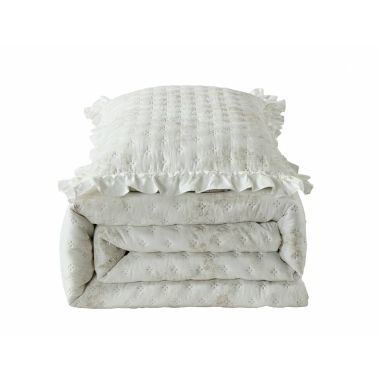 CONJUNTO COLCHA ESTAMPADO TOILE DE JOUY CON VOLANTE (beige, Cama 135:235x270)