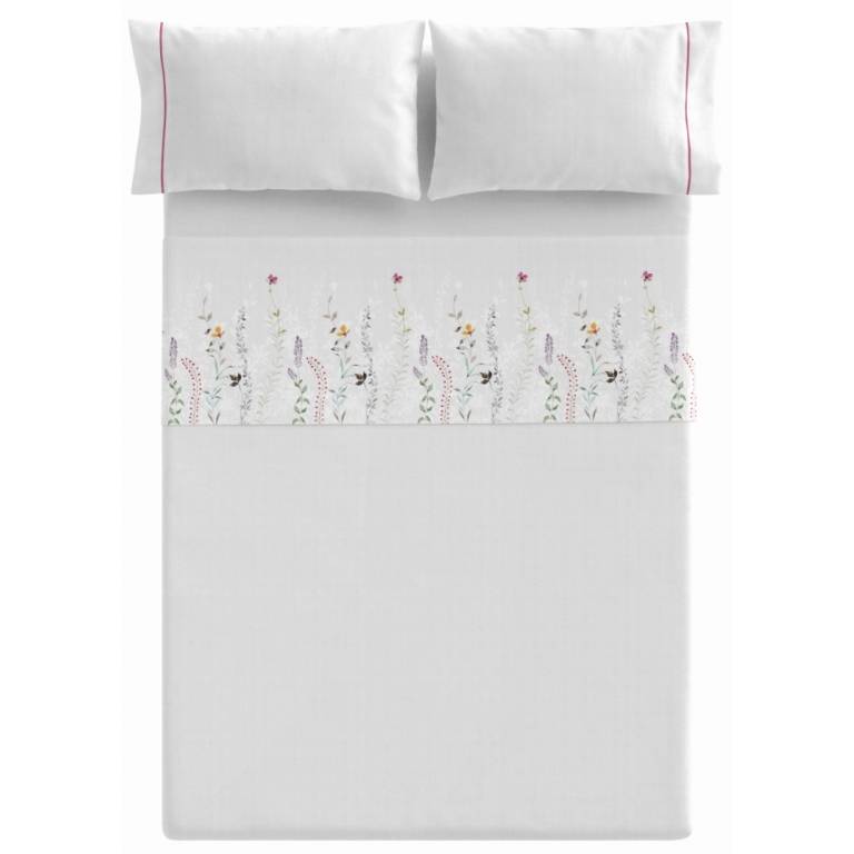 JUEGO SÁBANAS 100% ALGODÓN FLORES 3 PIEZAS (amarillo, Cama 135:210x270)