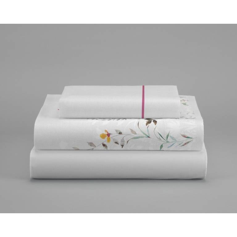 JUEGO SÁBANAS 100% ALGODÓN FLORES 3 PIEZAS (amarillo, Cama 135:210x270)