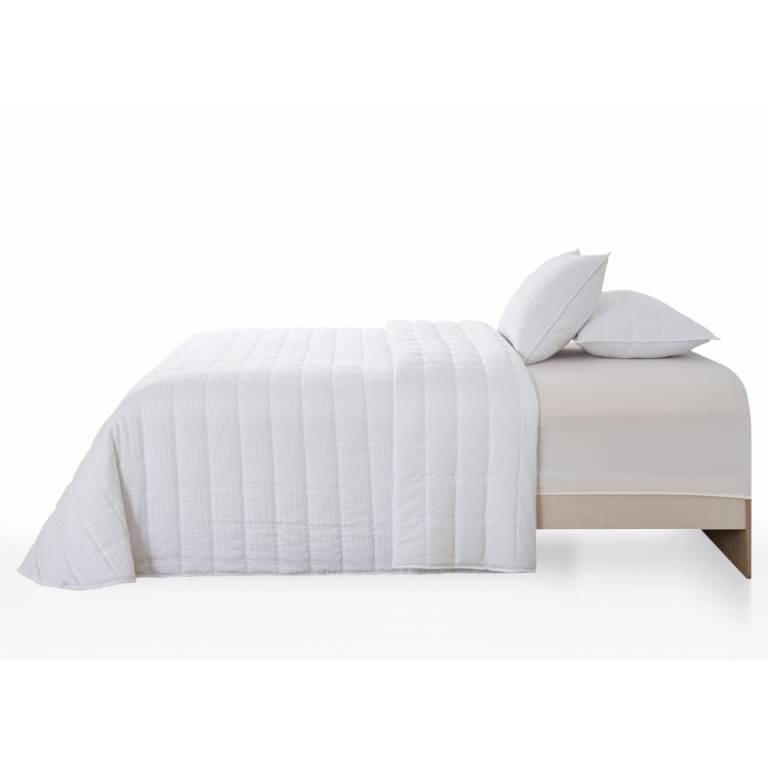 CONJUNTO COLCHA GOFRADA TACTO SUAVE Y FUNDAS DE COJÍN (blanco, Cama 090:180x270)