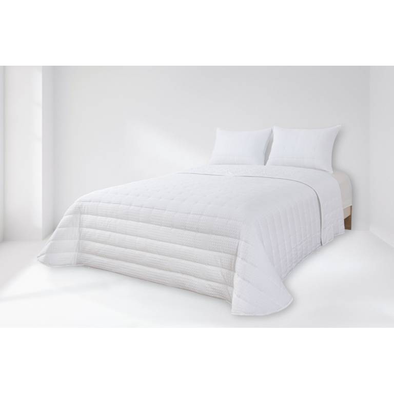 CONJUNTO COLCHA GOFRADA TACTO SUAVE Y FUNDAS DE COJÍN (blanco, Cama 180:280x270)