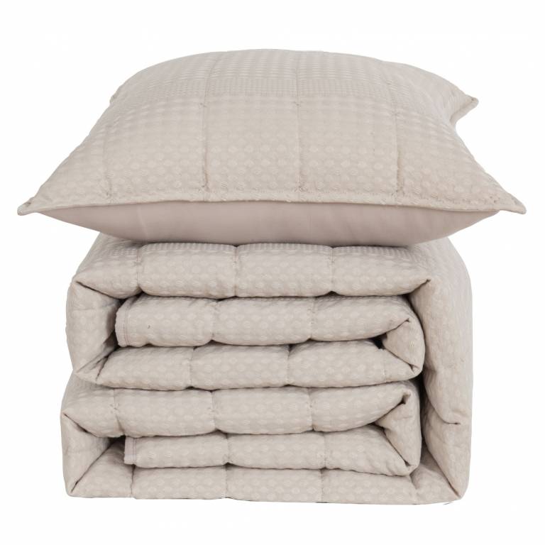 CONJUNTO COLCHA GOFRADA TACTO SUAVE Y FUNDAS DE COJÍN (beige, Cama 105:200x270)