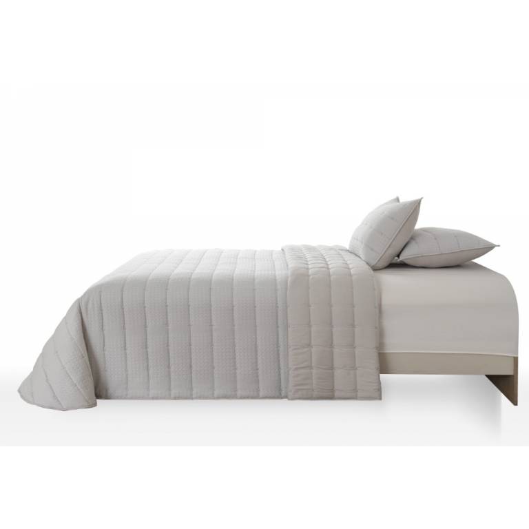 CONJUNTO COLCHA GOFRADA TACTO SUAVE Y FUNDAS DE COJÍN (gris, Cama 105:200x270)