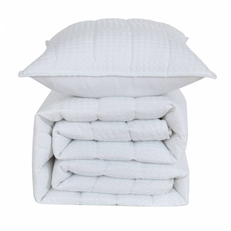 CONJUNTO COLCHA GOFRADA TACTO SUAVE Y FUNDAS DE COJÍN (blanco, Cama 180:280x270)