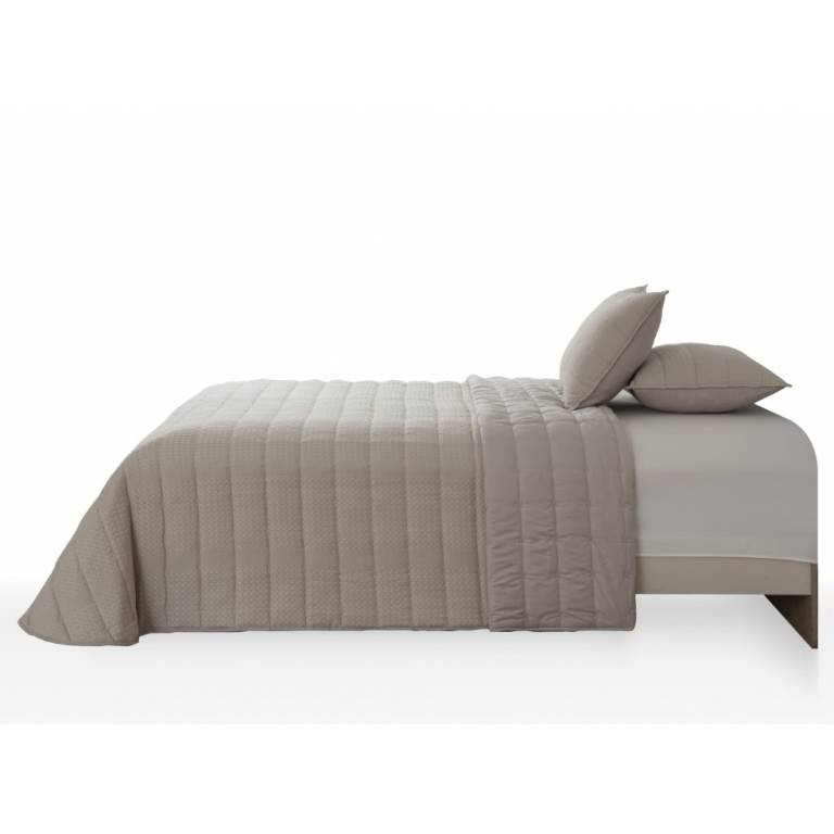 CONJUNTO COLCHA GOFRADA TACTO SUAVE Y FUNDAS DE COJÍN (beige, Cama 105:200x270)