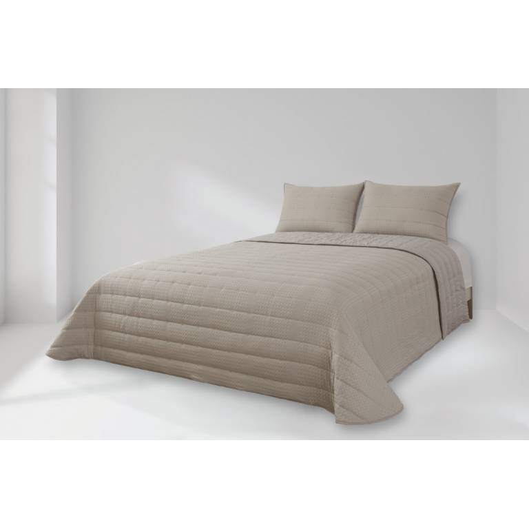 CONJUNTO COLCHA GOFRADA TACTO SUAVE Y FUNDAS DE COJÍN (beige, Cama 105:200x270)