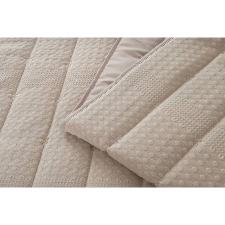 CONJUNTO COLCHA GOFRADA TACTO SUAVE Y FUNDAS DE COJÍN (beige, Cama 105:200x270)