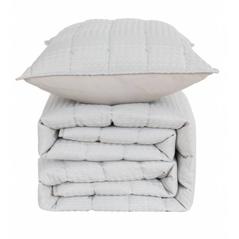 CONJUNTO COLCHA GOFRADA TACTO SUAVE Y FUNDAS DE COJÍN (gris, Cama 180:280x270)