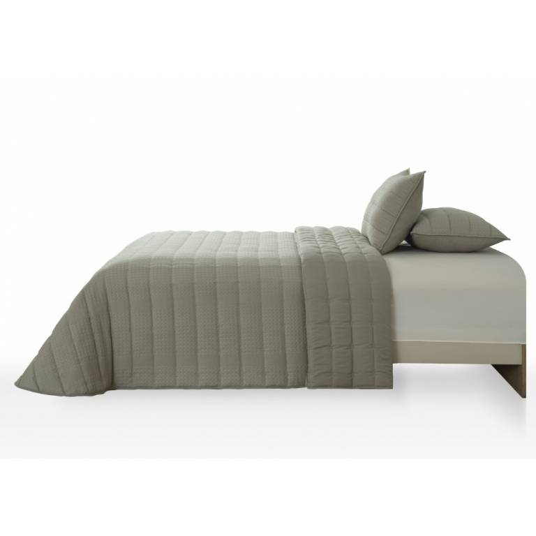CONJUNTO COLCHA GOFRADA TACTO SUAVE Y FUNDAS DE COJÍN (verde, Cama 105:200x270)