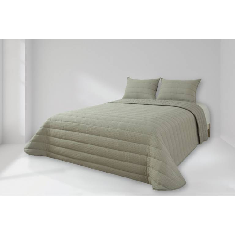 CONJUNTO COLCHA GOFRADA TACTO SUAVE Y FUNDAS DE COJÍN (verde, Cama 105:200x270)