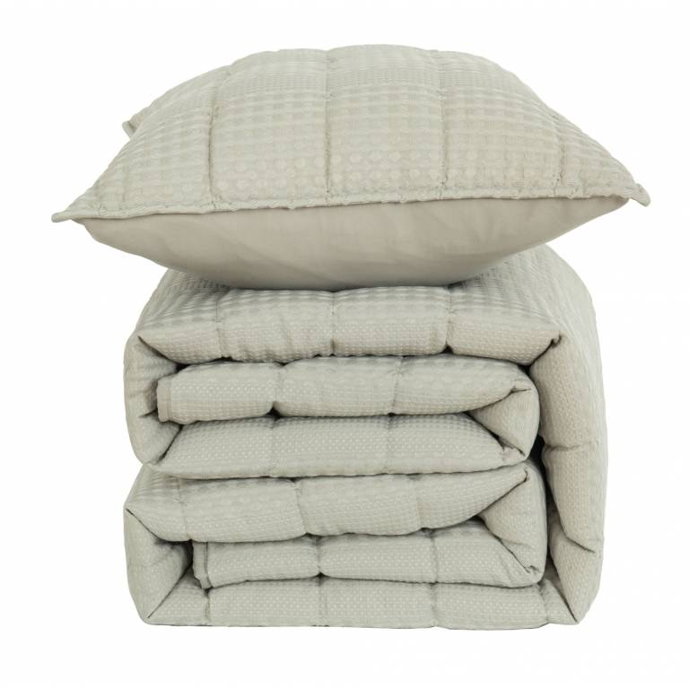 CONJUNTO COLCHA GOFRADA TACTO SUAVE Y FUNDAS DE COJÍN (verde, Cama 105:200x270)