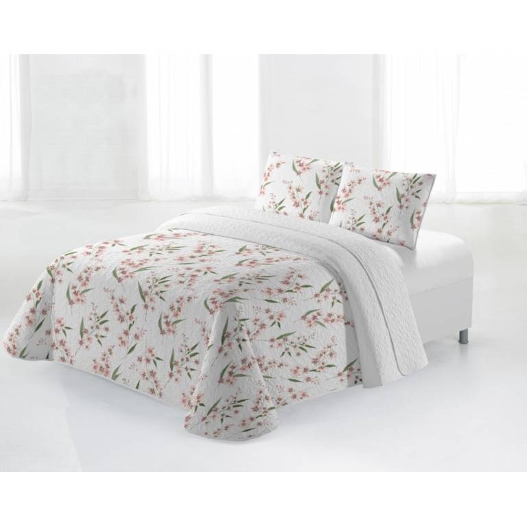 CONJUNTO COLCHA BOUTI ESTAMPADO DE FLORES Y FUNDAS DE COJÍN (nude, Cama 135:235x270)